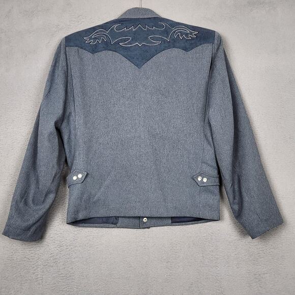 Circle S Jacket Mens 36R Gray Western Snap Front Embroidered Yoke Made USA - Picture 2 of 14